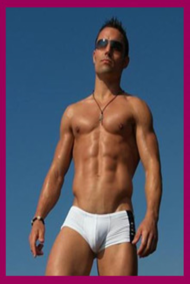 Gabe Charleston male exotic dancer beach look